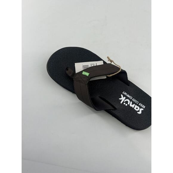 Sanuk Beer Cozy Mens Amputee Right Size 8 Flip Flop Sandal Dark Brown New - Picture 2 of 5